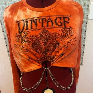 Orange crop top with chains